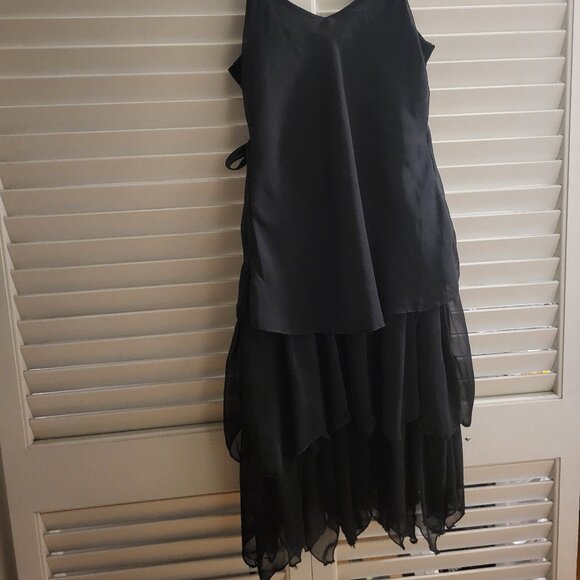 Black Bow Layered Mini Dress XS - Picture 3 of 4